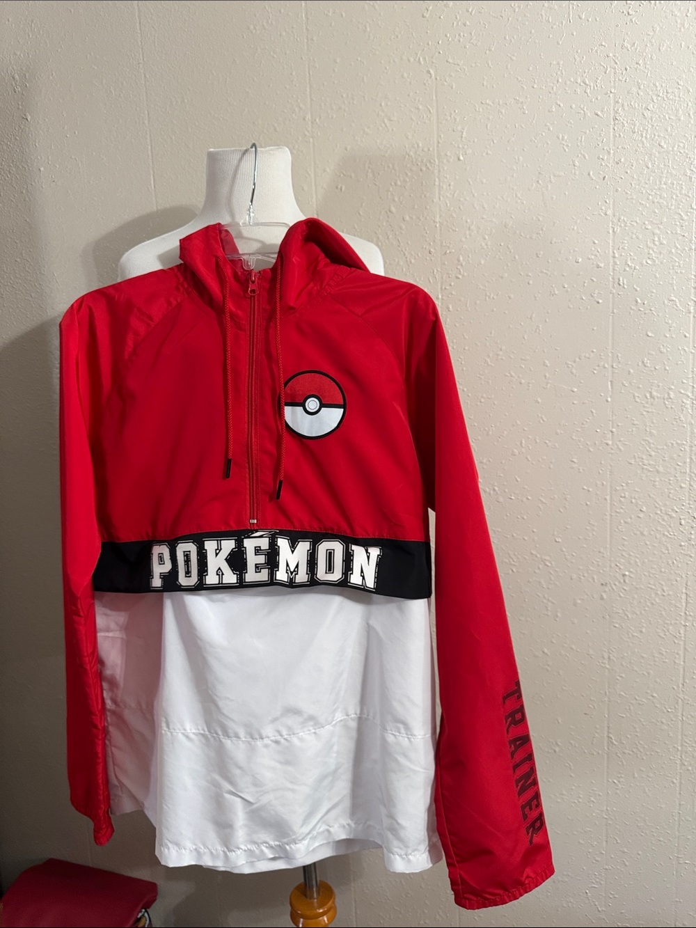 Pokemon Red Hoodie with White & Black Poké Ball Accent